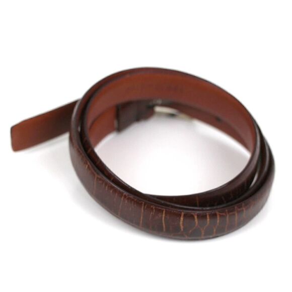 VTG Lauren Ralph Lauren CROCO BROWN GENUINE LEATHER 3/4"Wd WOMEN'S BELT Sz M (X3 - Picture 3 of 13